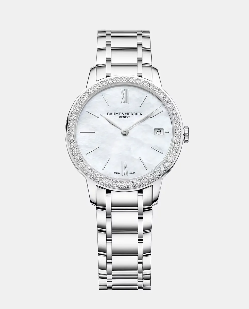 

Женские часы Classima M0A10478 из стали и бриллиантов Baume & Mercier, серебрянный