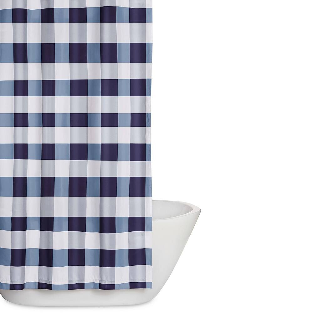 

По-настоящему мягкая занавеска для душа в клетку Buffalo на каждый день Truly Soft, цвет Navy And White