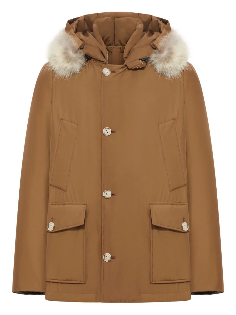 

Куртка с капюшоном и съемным мехом Woolrich, коричневый