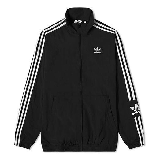 

Куртка Men's adidas originals Stripe Logo Loose Stand Collar Sports Jacket Autumn Black, черный