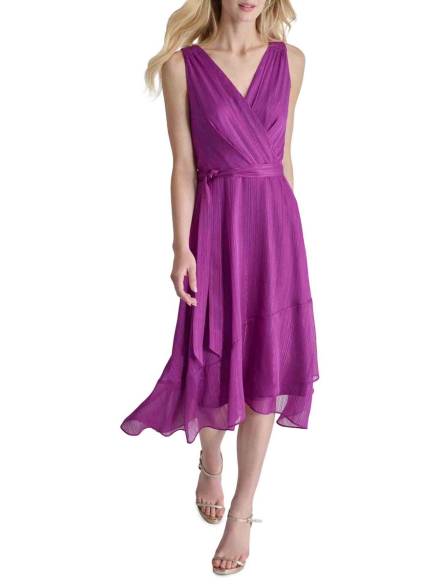 

Платье с воланами и фактурным сюрплеем DKNY, цвет Orchid