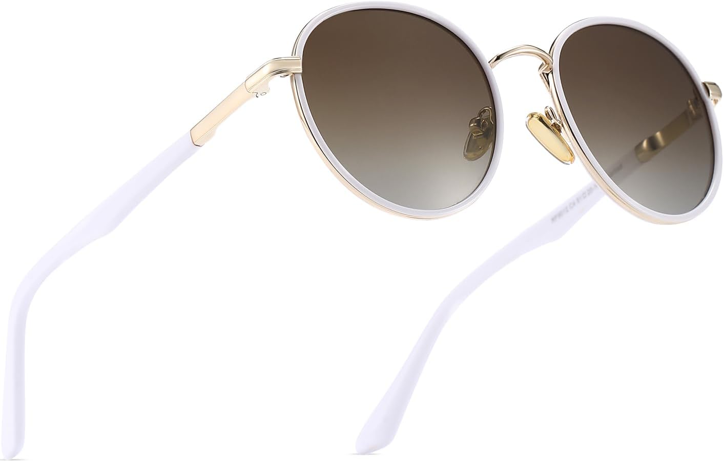 

Ретро круглые поляризованные солнцезащитные очки для женщин, защита UV400, винтажный стиль, легкая оправа из ацетата и металла Ricafirla, C4: White Frame / Brown Gradient Lens