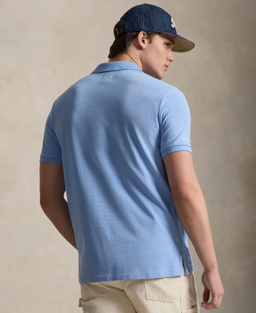 Мужская сетчатая рубашка-поло с логотипом Yankees Polo Ralph Lauren, синий lagoon — фото 4