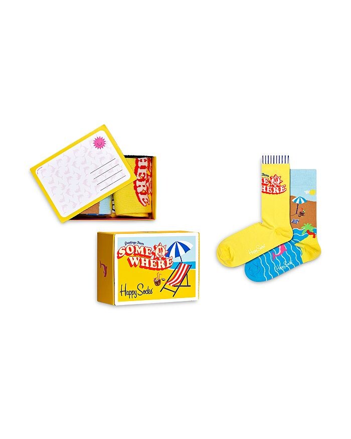 

Носки для экипажа из хлопковой смеси Happy Socks Wish U Were Here, подарочная коробка, 2 шт, мультиколор