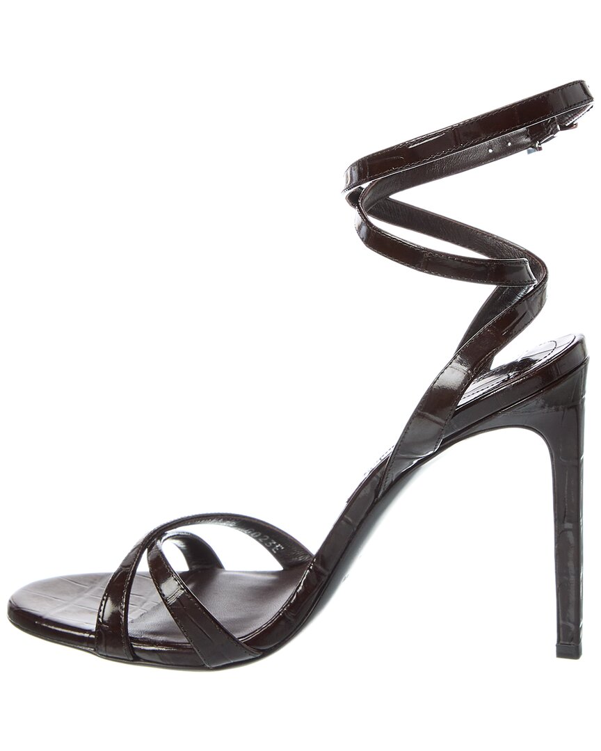 Michael Kors Chrissy Runway Croc-Embossed Leather Sandal, коричневый — фото 2