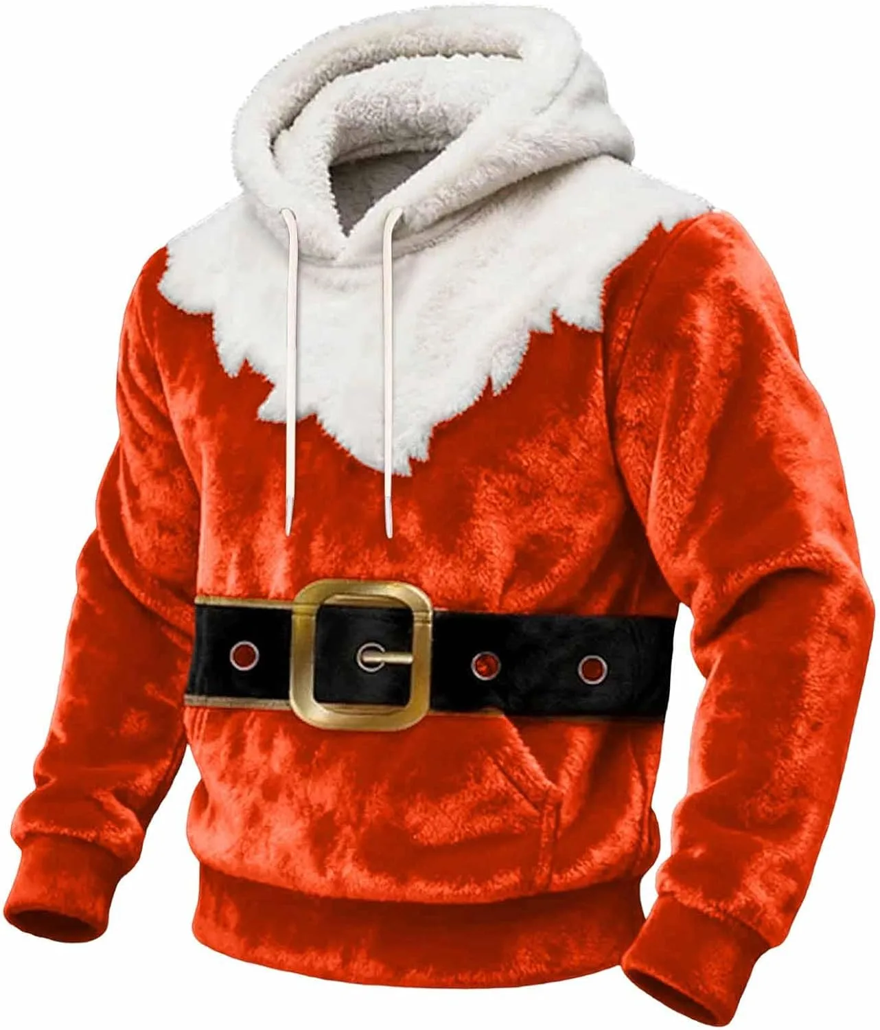 

Рождественская флисовая толстовка с капюшоном для мужчин, с отделкой из искусственного меха Xiaojmake