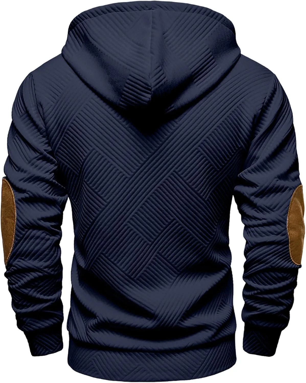 Мужской худи с капюшоном Casual Cotton Textured Pullover с налокотниками — фото 3