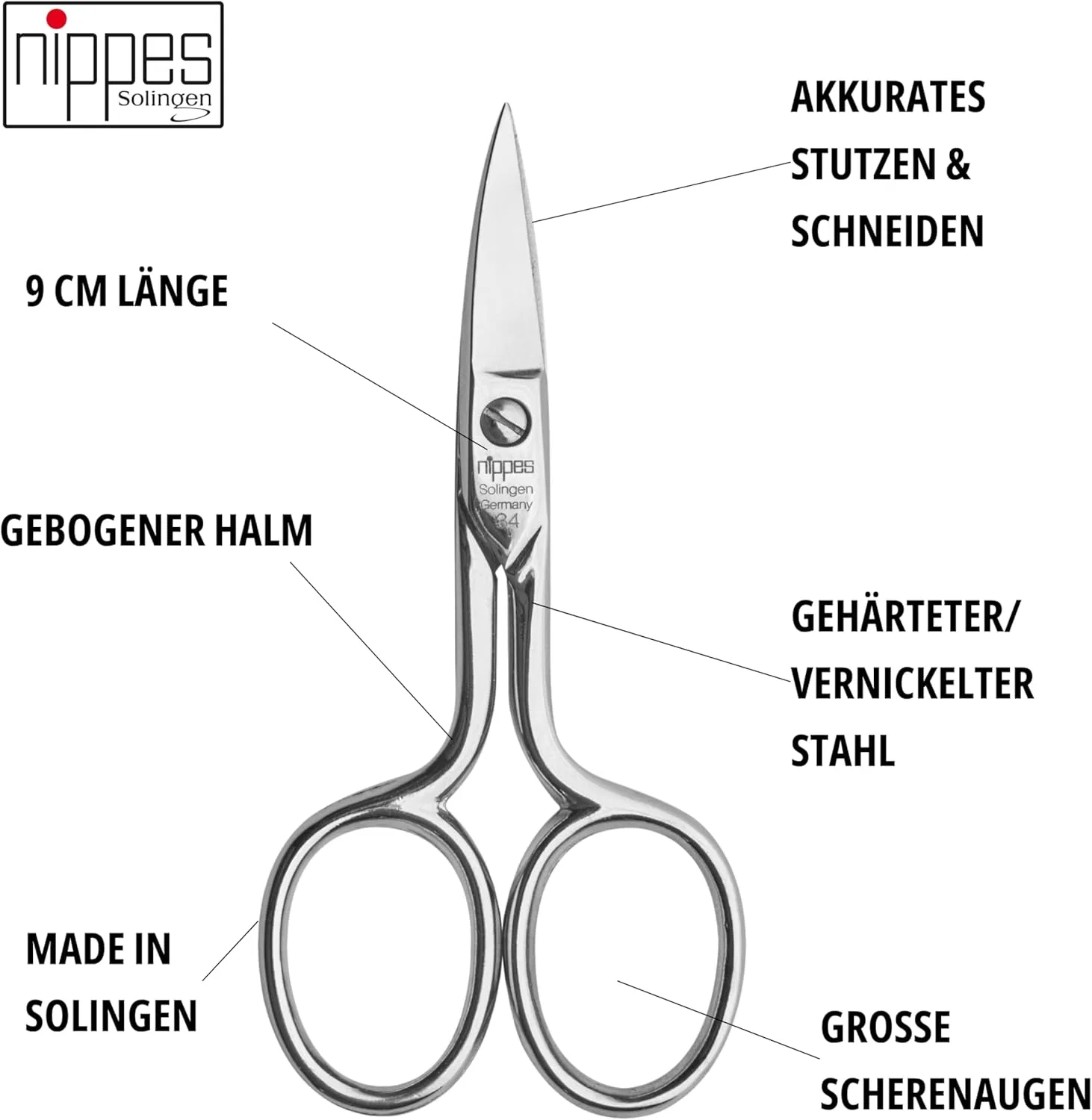 Профессиональные маникюрные ножницы Nippes Solingen из никелированной стали 9 см Nippes Solingen — фото 3
