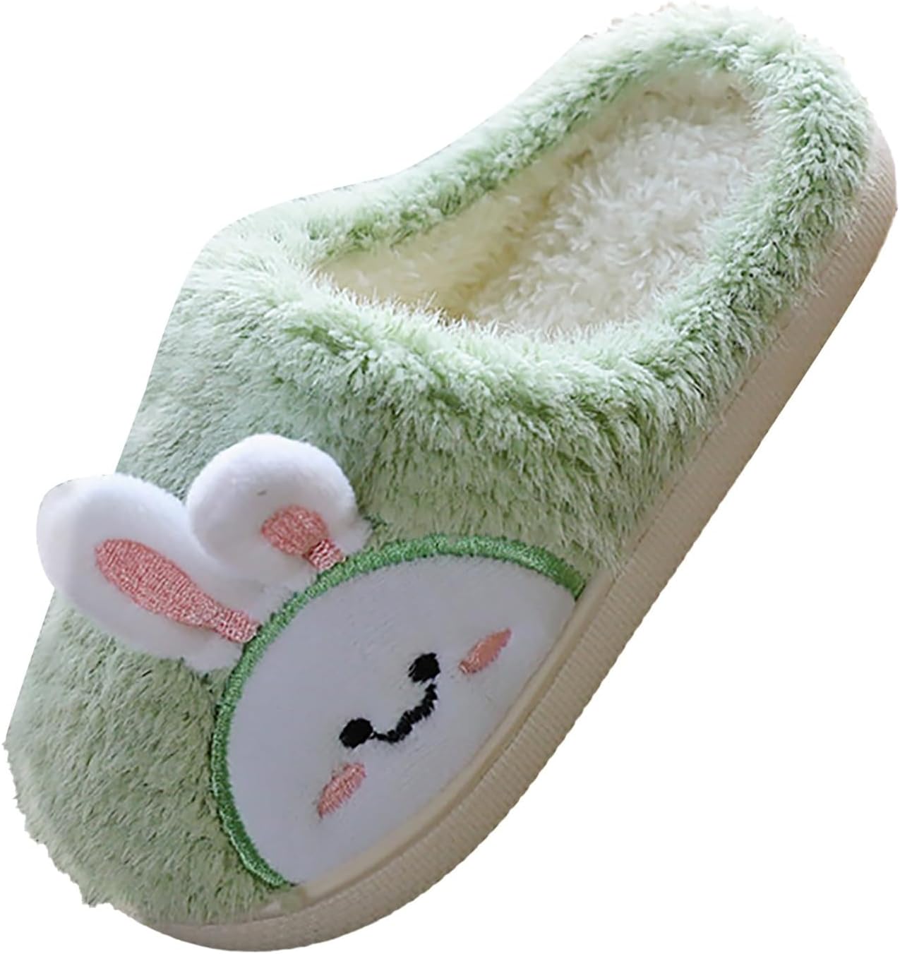 

Милые пушистые тапочки-зайчики для девочек, малышей и детей, домашние мягкие туфли с мультяшными животными, теплые и уютные повседневные тапочки Generic, зеленый