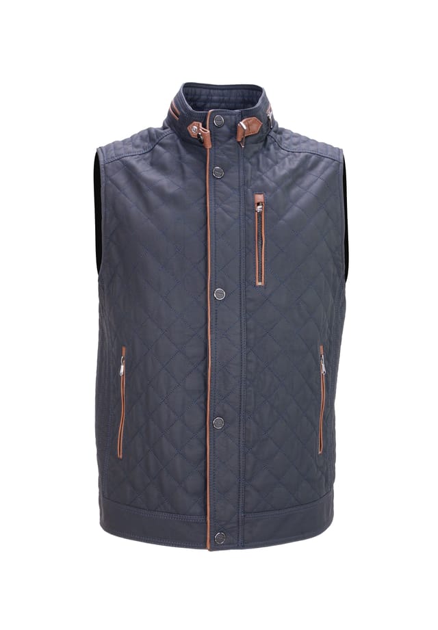 

Стеганый жилет Magnus из кожи ягненка наппа с застежкой-молнией и планкой на пуговицах Lolus, синий