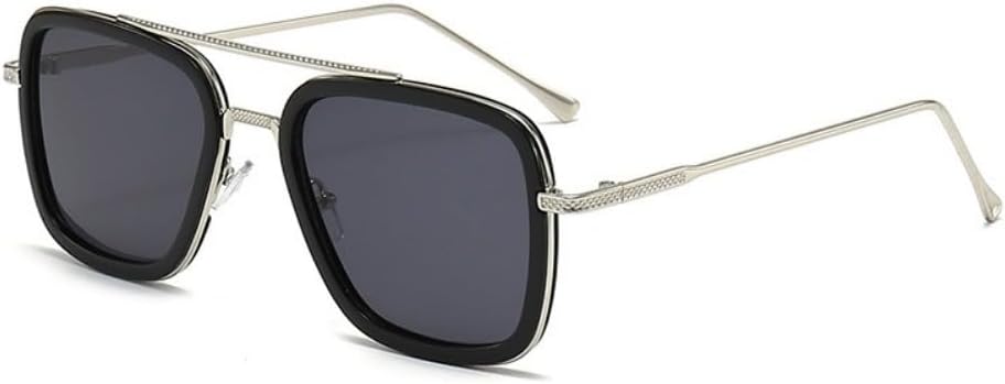 

Винтажные солнцезащитные очки-авиаторы квадратной формы для мужчин и женщин, металлические прямоугольные, винтажные, прозрачные, модные солнцезащитные очки Kelukes, 2-silver Frame