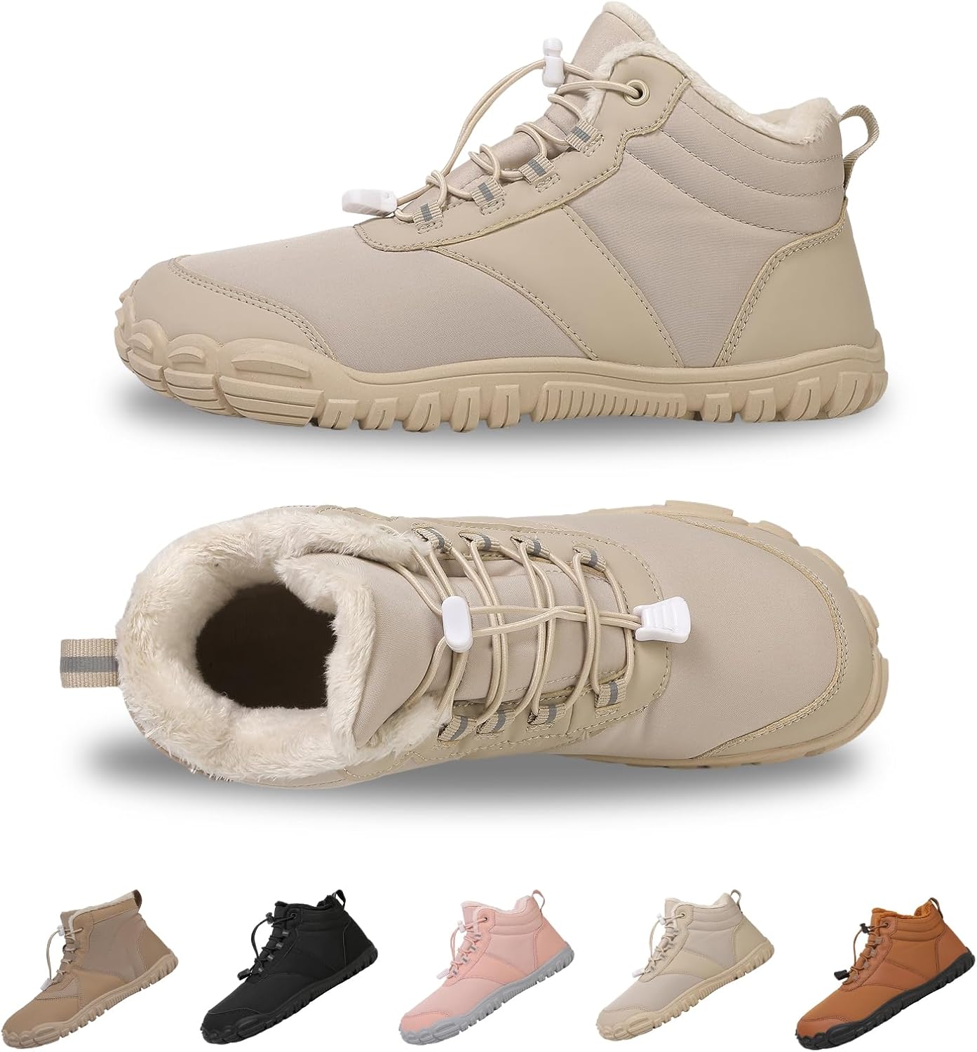 

Зимние походные ботинки SIOSNETA, теплые ботинки на снег с нулевым перепадом, на легком слипе, минималистичные теплые ботинки, нескользящие снегоступы, широкие ботинки для женщин и мужчин, бежевый