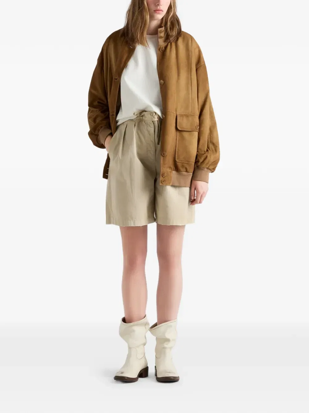 Футболка из джерси, окрашенная в готовом изделии Prada, белый — фото 2