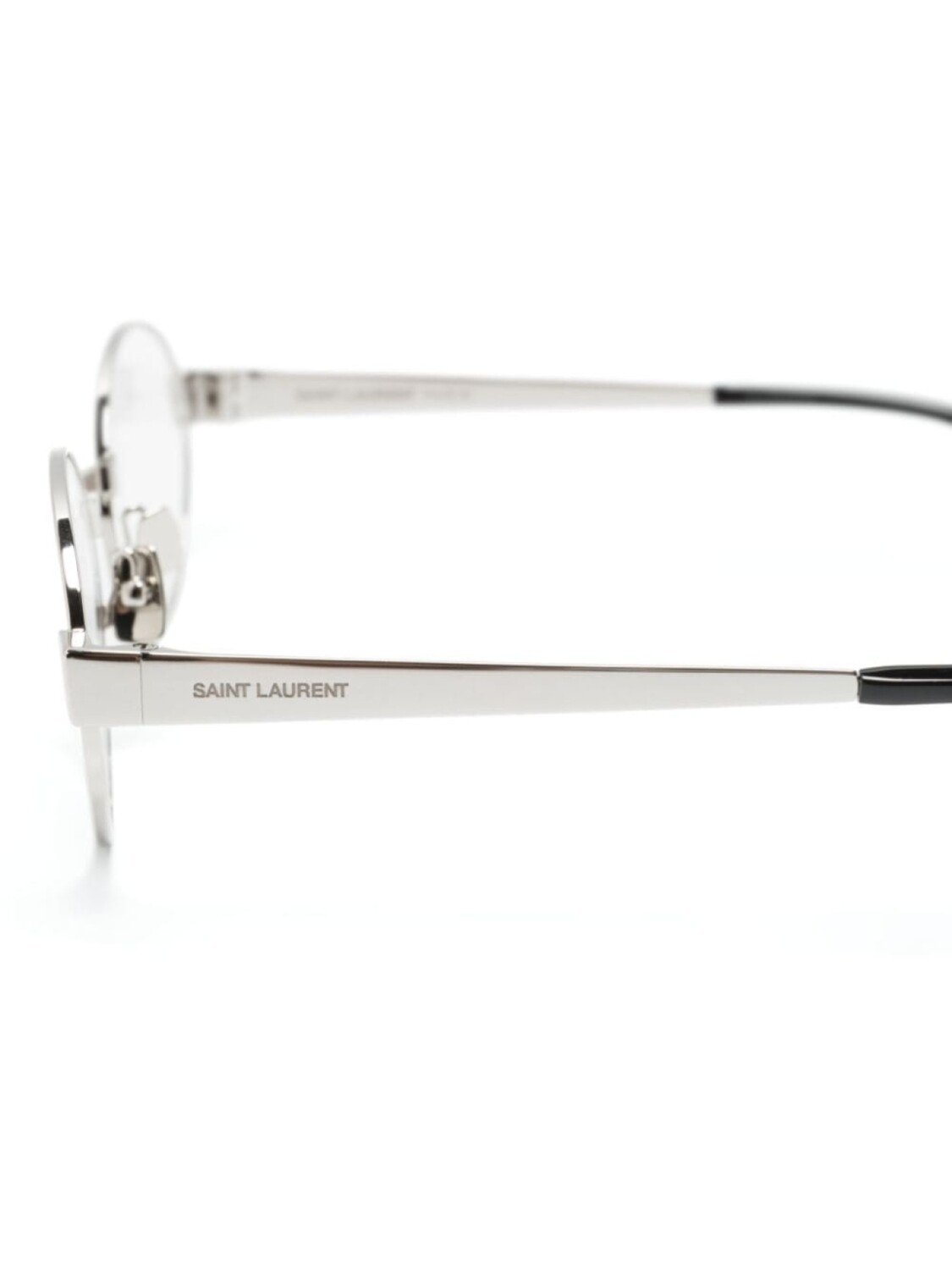 Saint Laurent Eyewear очки в овальной оправе с гравировкой логотипа, серебристый — фото 2