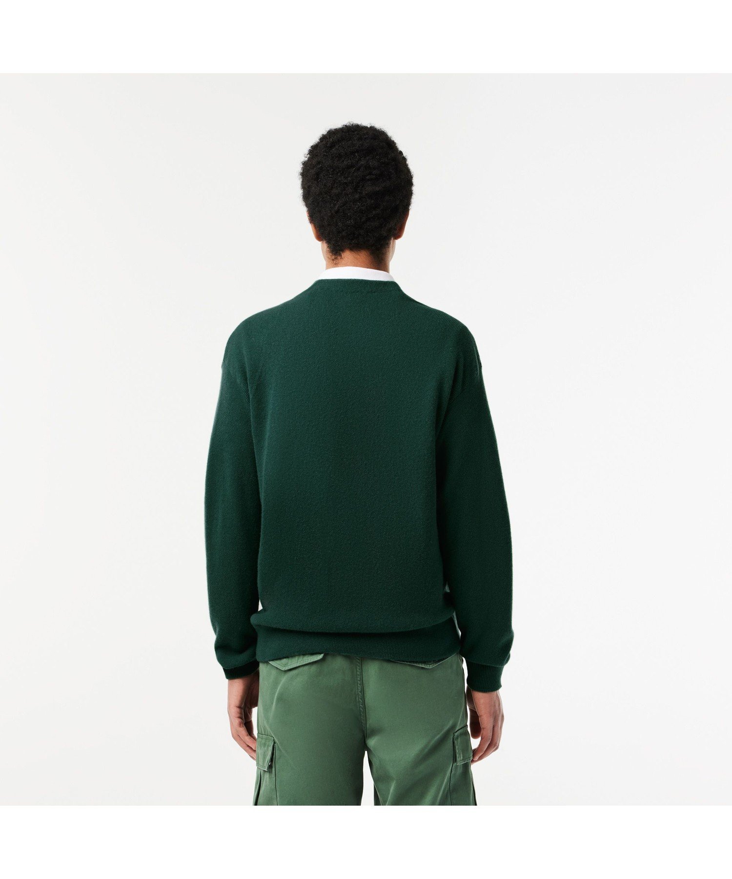 Кардиган с V-образным вырезом, связанный платочной вязкой LACOSTE, Green — фото 2