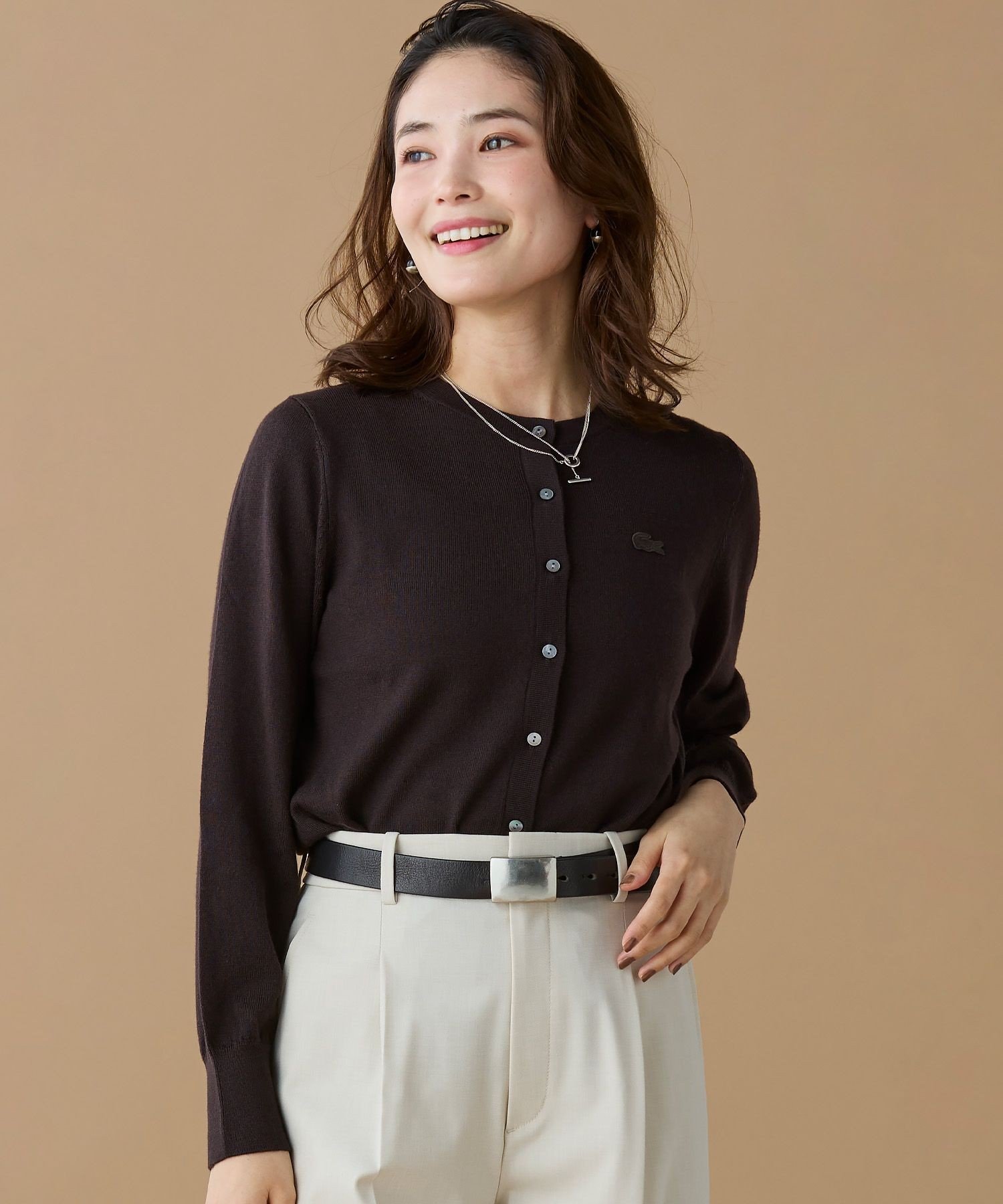 Кардиган LACOSTE Вязаный Шерстяной, Dark Brown