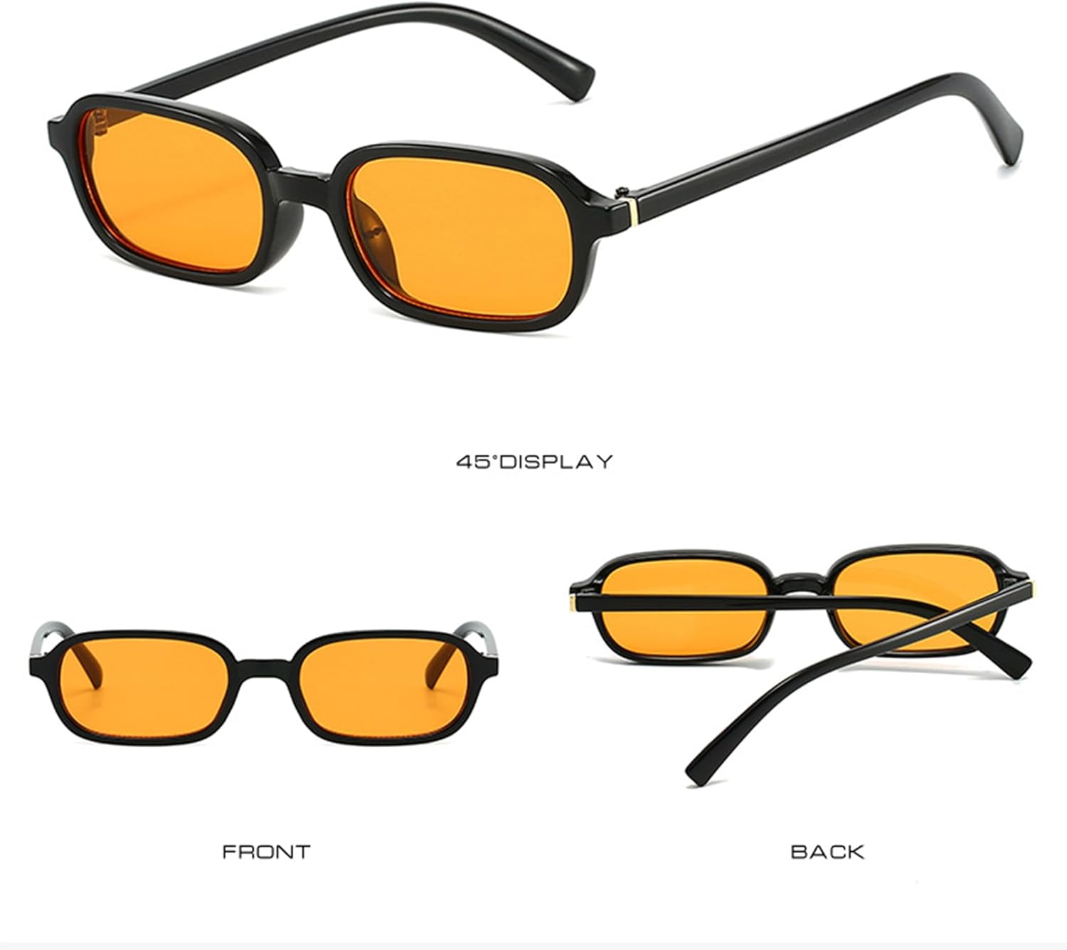 

bullabulling Ретро маленькие квадратные солнцезащитные очки для женщин и мужчин, модные узкие солнцезащитные очки в стиле Y2K, дизайнерские винтажные прямоугольные очки, Black/Orange