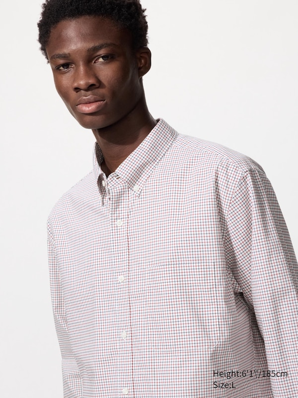 

Рубашка regular fit из поплина, button-down (клетка) Uniqlo, 16 red