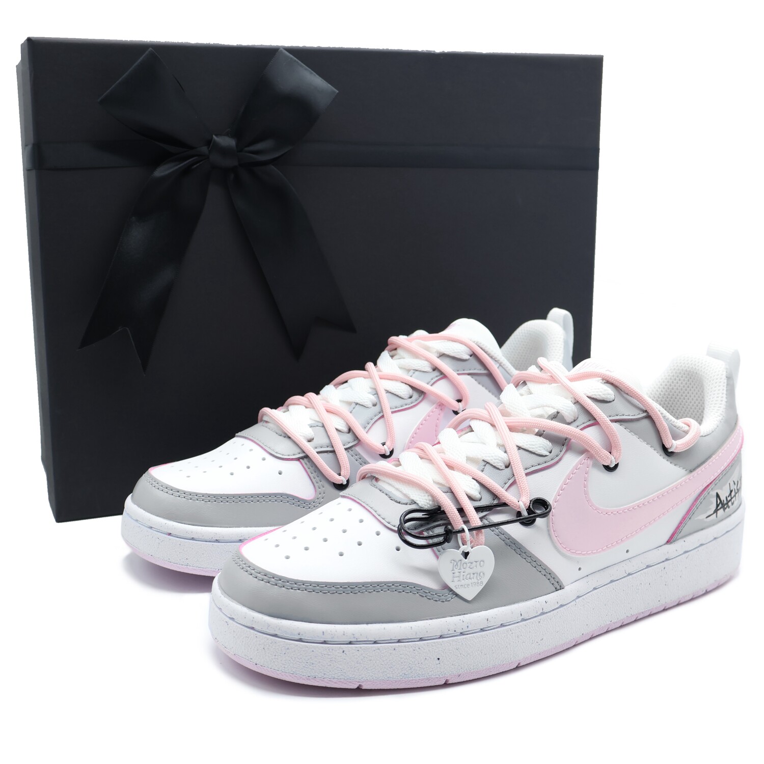 

Кроссовки Nike Court Borough Skateboarding Shoes Women's Low-top Gray, Pink, White, серый