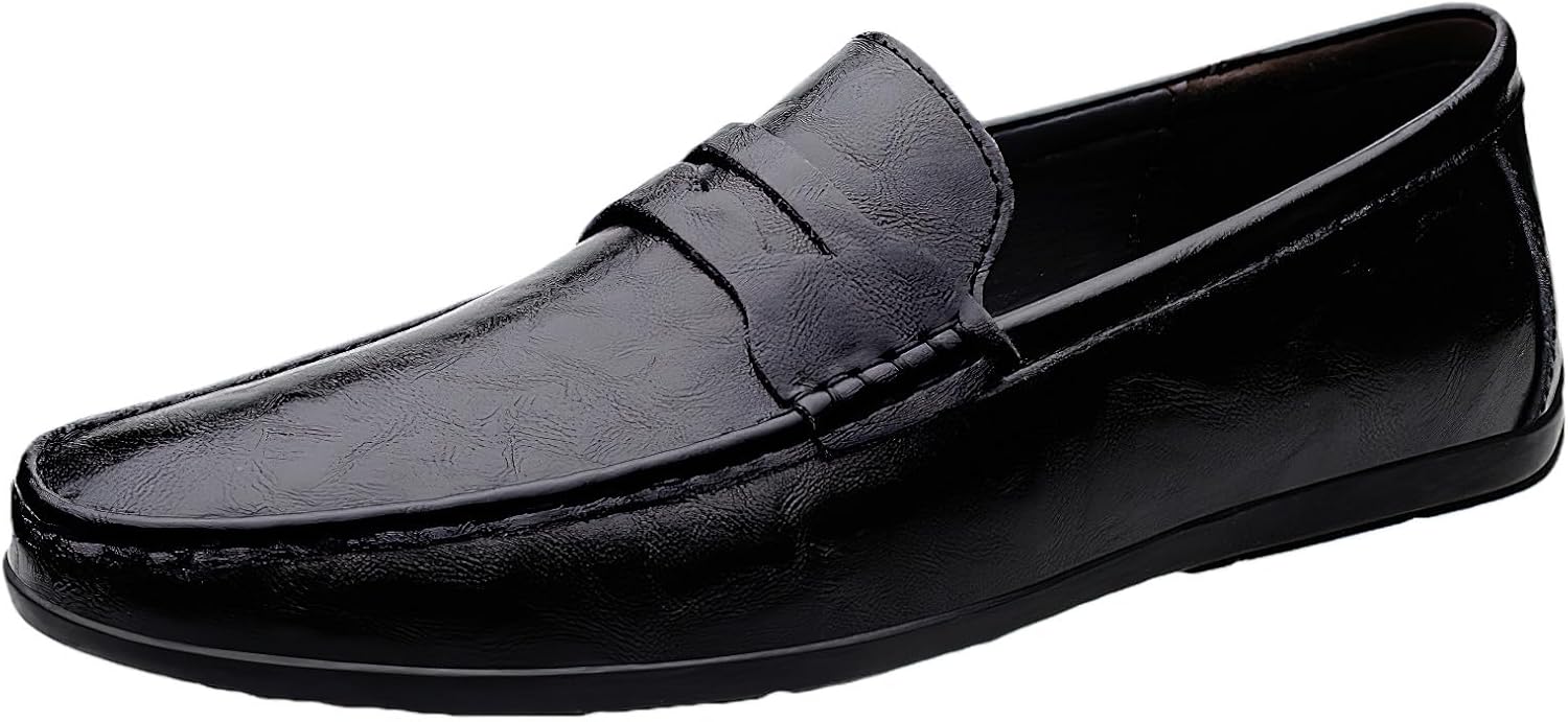 

Мужские кожаные лоферы rismart, слипоны, повседневные тапочки, черный