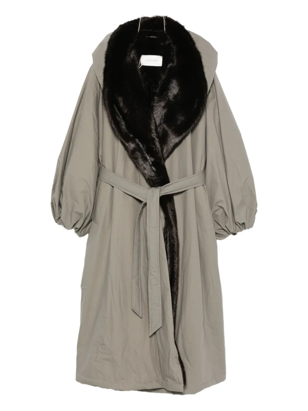 

Пальто с меховым капюшоном Magda Butrym, серый