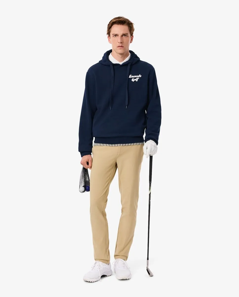 Мужская толстовка с капюшоном для гольфа из флиса с принтом синего цвета Lacoste — фото 4