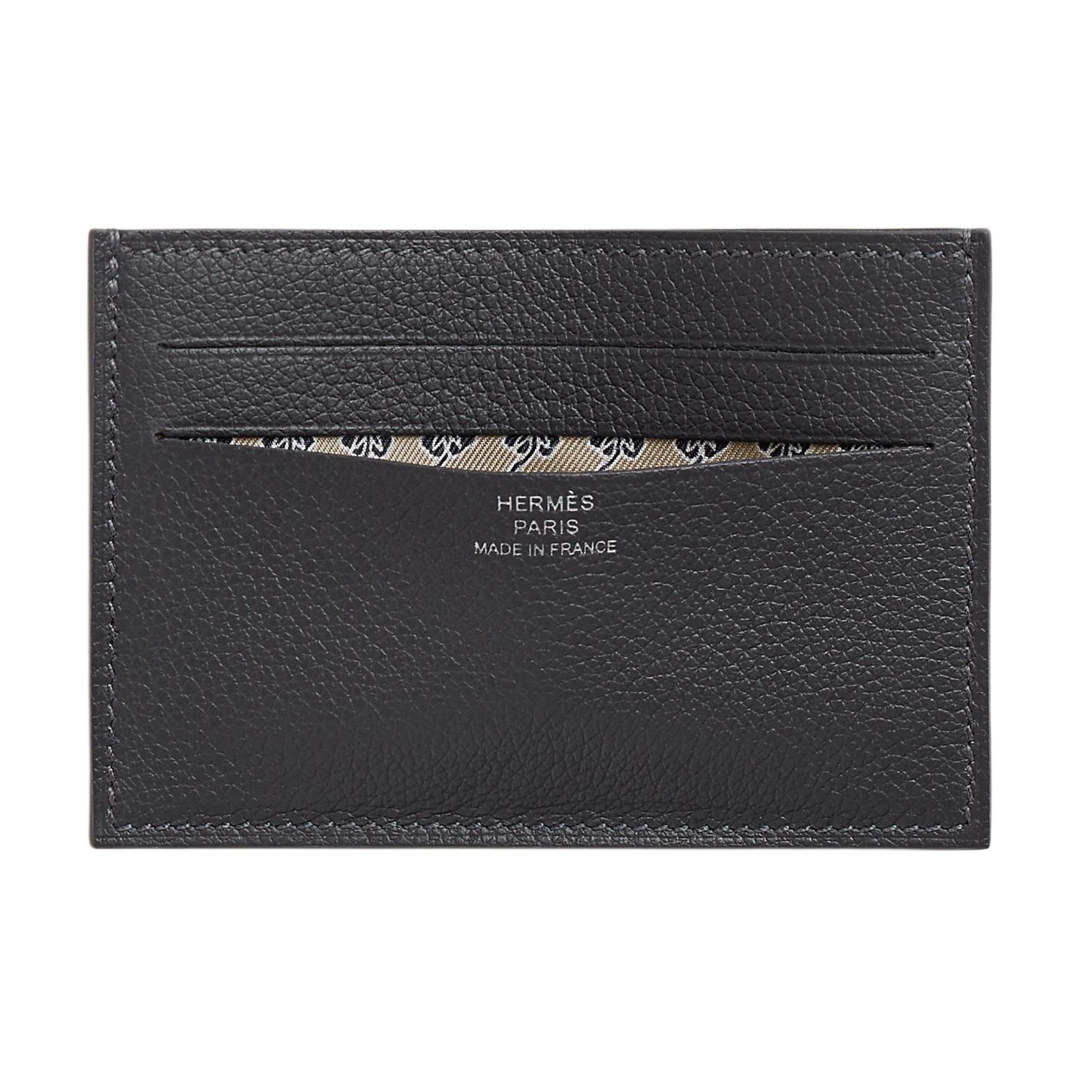 

HERMES Кожаный картхолдер Citizen Twill Evercolor, Slate & Light Camel & Black