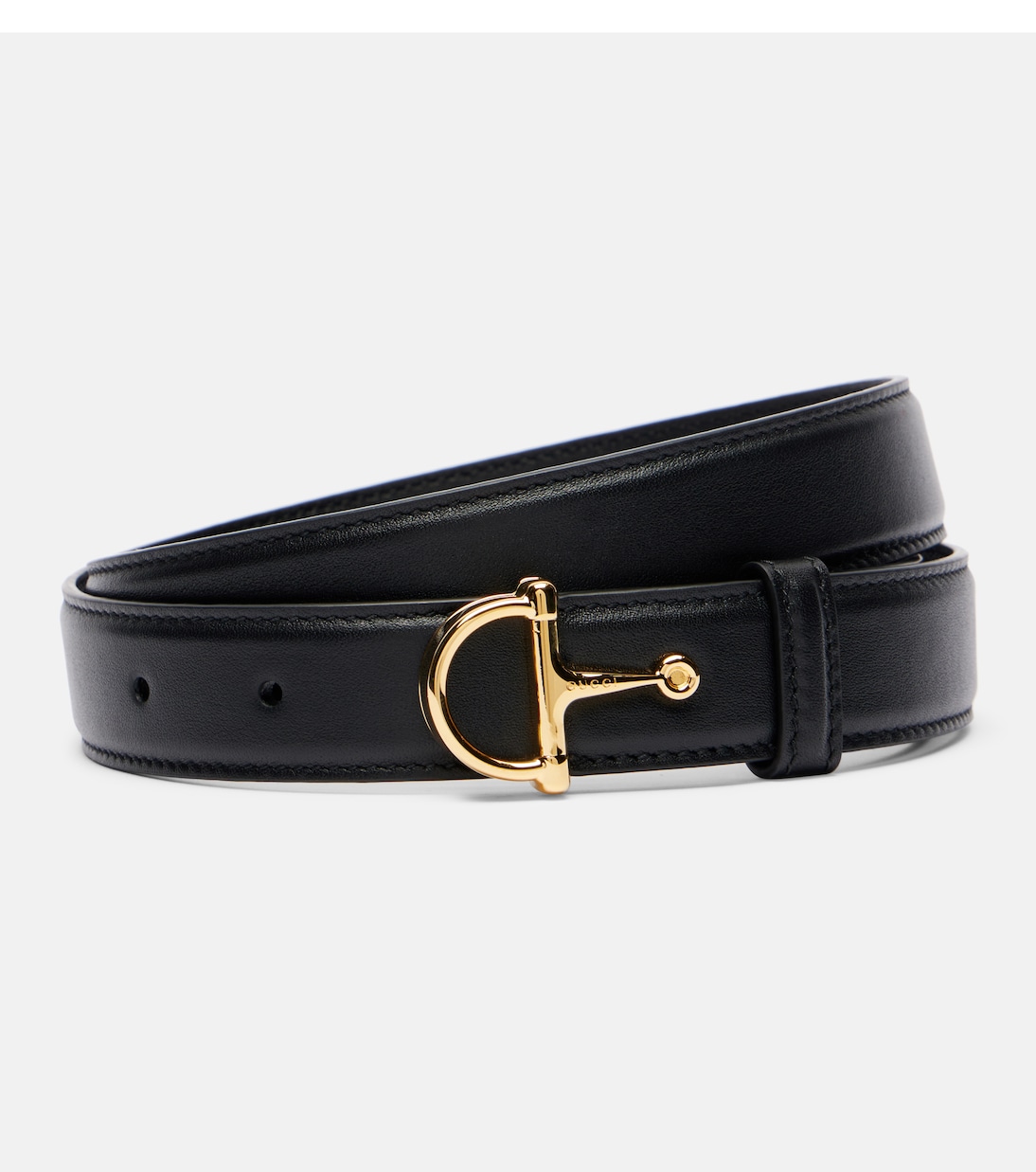 

Кожаный ремень с подвеской Horsebit Gucci, черный