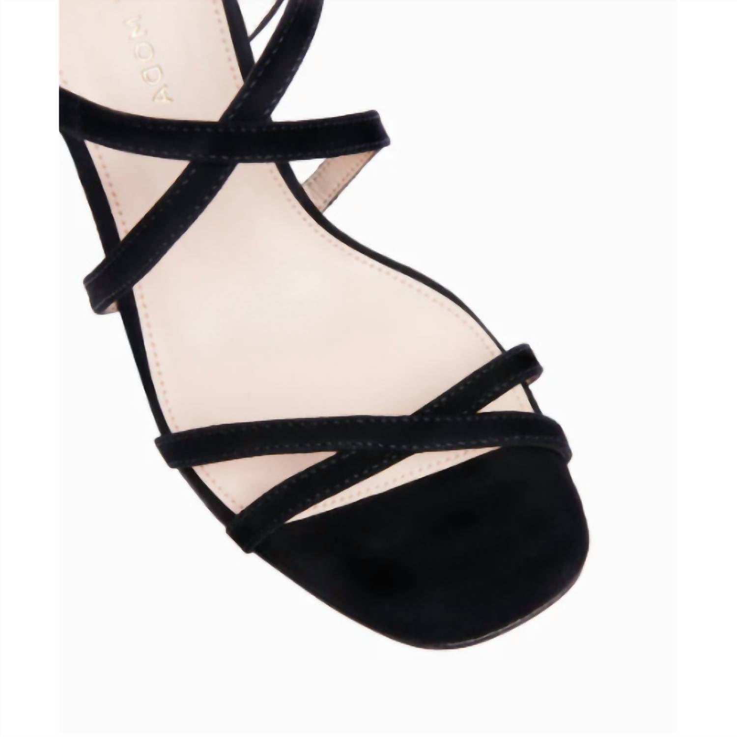 Women's Noreen Strappy Sandal In Black Kid Suede PELLE MODA — фото 4