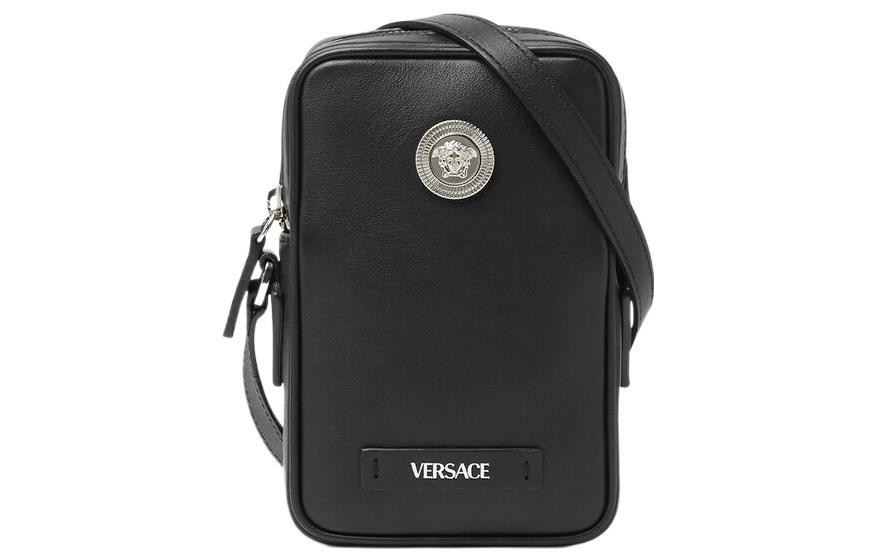 

VERSACE Сумка для мобильного телефона из коровьей кожи серии MEDUSA BIGGIE, сумка на плечо, мужская, черная, Trumpets