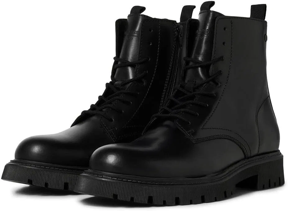 Мужские кожаные ботинки JACK & JONES Jfwdixon на шнуровке до щиколотки, Charcoal