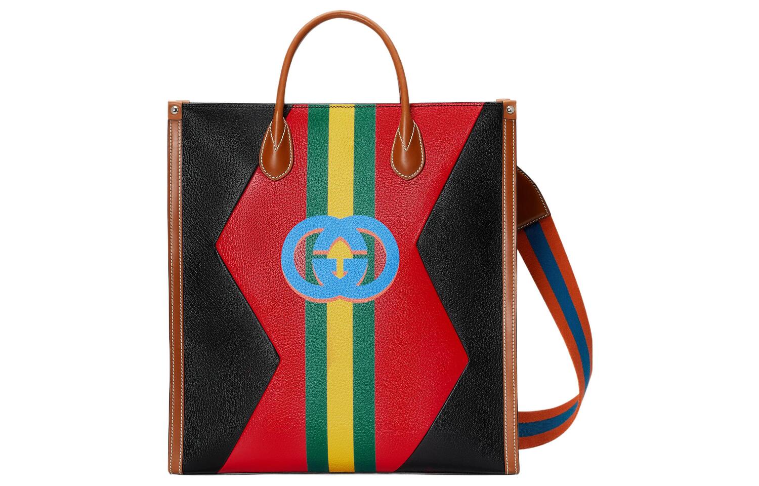

GUCCI Кожаная сумка-тоут Шопер Сумка через плечо Кроссбод Средняя мужская сумка черно-красная