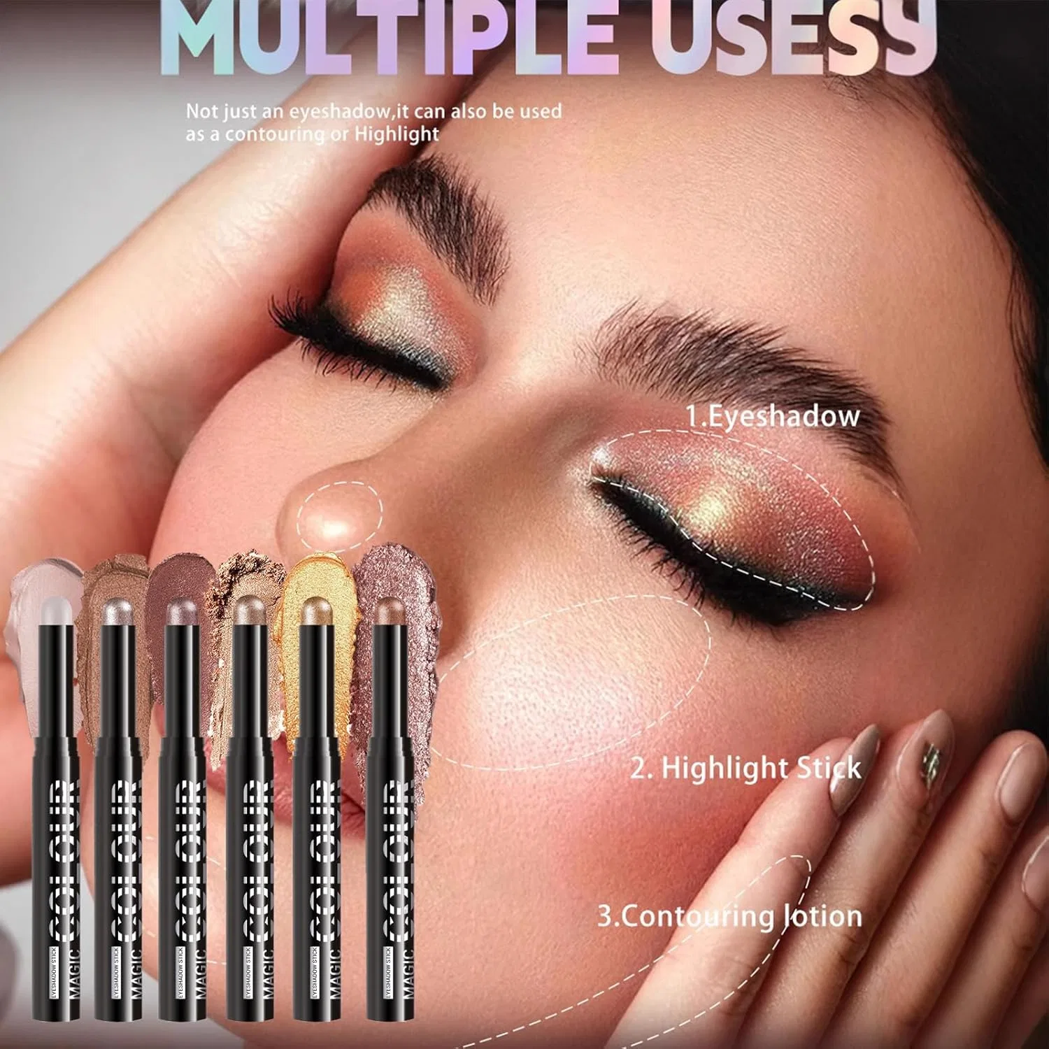 Тени для век кремовые Glitter Eye Makeup Pen, 6 цветов, водостойкие — фото 2