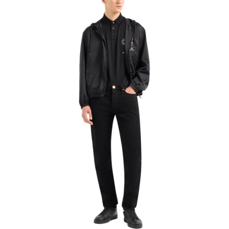 J75 Slim fit джинсы с эффектом стрейч и золотыми деталями EMPORIO ARMANI, черный — фото 4