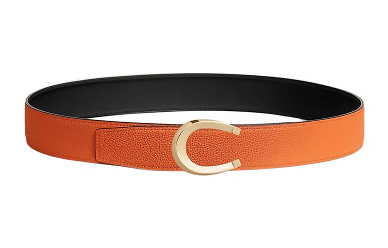 Ремень мужской из телячьей кожи Luck Togo черный ширина 3,8 см HERMES — фото 2