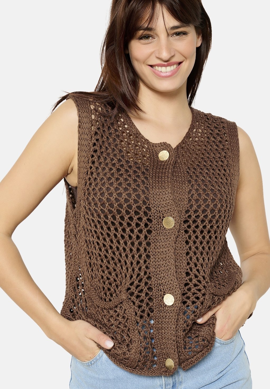 

Жилет SLEEVELESS OPENWORK LolaLiza, коричневый