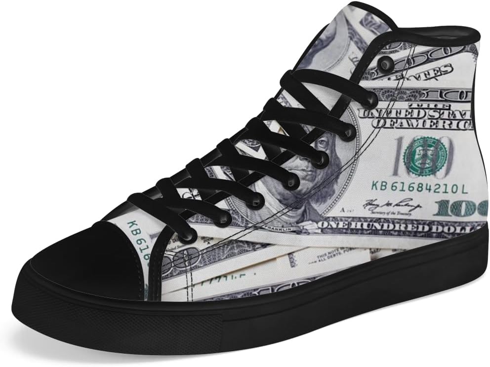 

Кеды на высокой подошве Chebing с долларовым принтом, тканевые, шнуровка, повседневная обувь, подарок для мужчин и женщин, серый