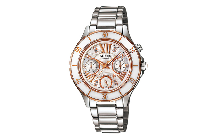 

CASIO Часы Women's SHEEN Gold Watch SHE-3505SG-7AU, Silver Dial