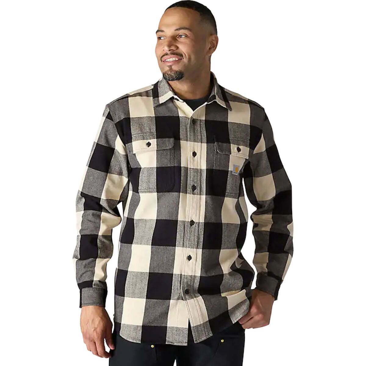 

Рубашка Loose Heavyweight Flannel LS в клетку Carhartt, цвет oat milk