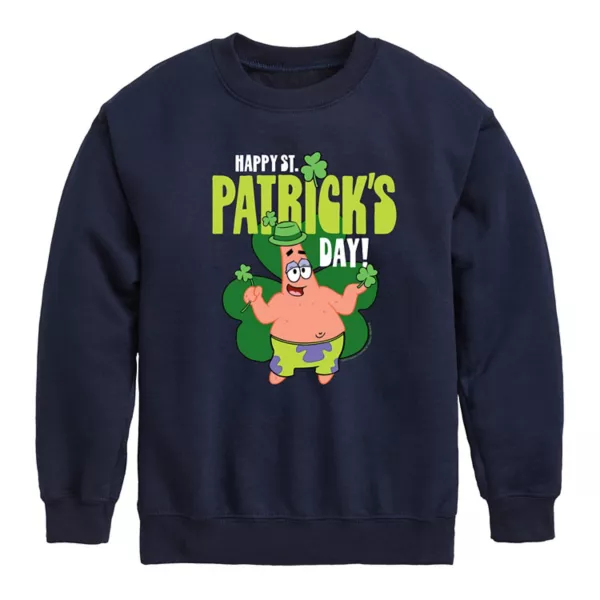 

Мальчики 8-20 флисовая толстовка SpongeBob Happy St Patrick's Day Nickelodeon, синий