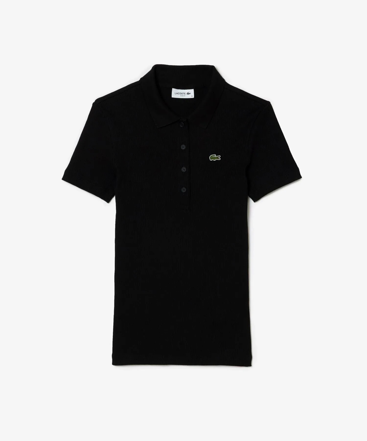 Рубашка-поло LACOSTE, Black, из ребристой вязки — фото 4