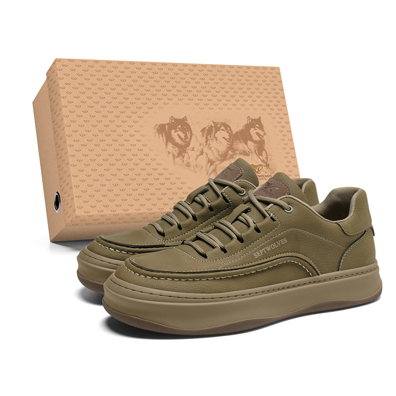 

SEPTWOLVES Низкие скейтерские кроссовки мужские хаки, цвет Khaki (Standard Leather Shoe Size)