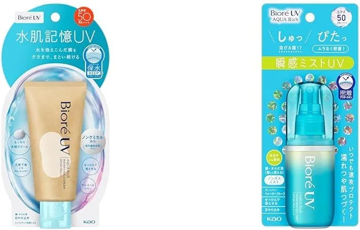 Солнцезащитный крем Biore UV Aquarich Water Hold Cream SPF50 50 г + спрей 60 мл