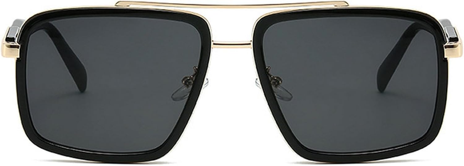 

Большие квадратные солнцезащитные очки для женщин, 2025 год, роскошные винтажные панк-очки с двойным острием, очки-пилот для женщин, модные солнцезащитные очки mincl, Gold Black