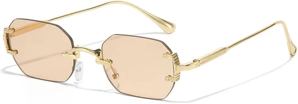 

Женские солнцезащитные очки без оправы с двойной перемычкой, модные, с прозрачными линзами Ocean, защита от УФ-излучения UV400. Модные очки VVTWSSW, Gold-lightbrown