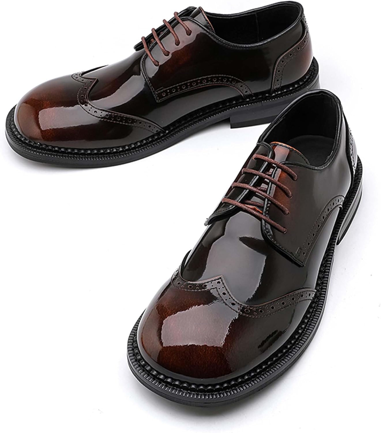 

Мужские классические деловые туфли Oxfords, модные с круглым носком, для костюма, униформы, офиса, свадьбы, вечеринки, смокинга, повседневные кожаные туфли на шнуровке, черные и коричневые Generic