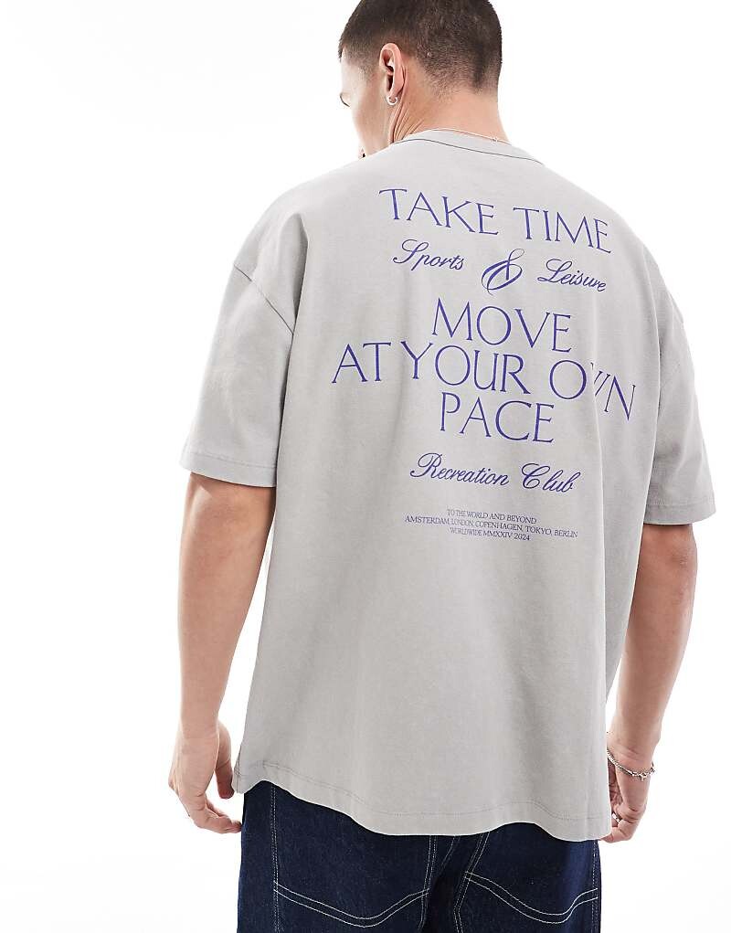 

ASOS DESIGN Футболка оверсайз серого цвета с текстовым принтом на спине, плотность 220 г/м2