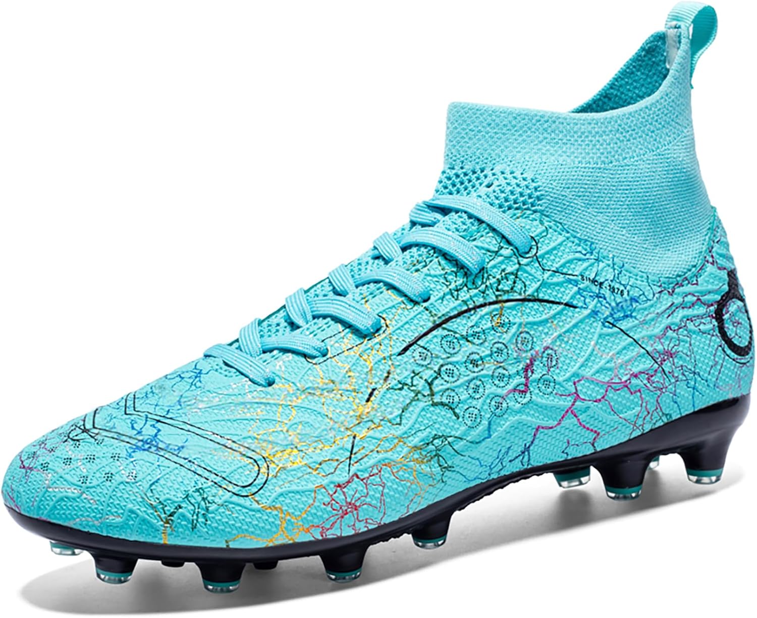 

Мужские футбольные бутсы высокие, для футбола на улице, дышащие, спортивные, профессиональные шипы, футбольная обувь для юношей, унисекс Migpogzai, бирюзовый