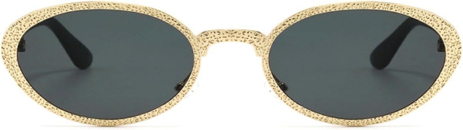 

Ретро маленькие овальные солнцезащитные очки для женщин и мужчин с заклепками, модные солнцезащитные очки в металлической оправе, коричневые солнцезащитные очки в стиле панк, женский размер N45 mincl, Gold