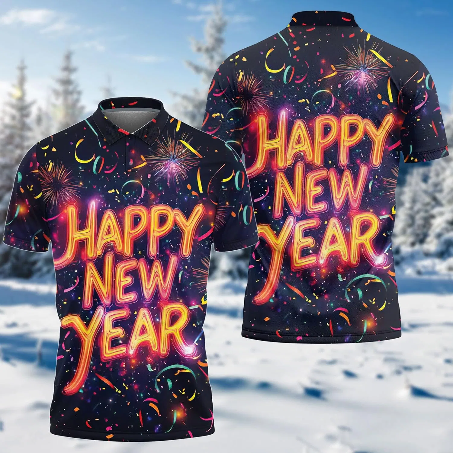 Поло мужское с принтом Happy New Year 2025, Regular Fit, серия 33, Newyear_01 — фото 2